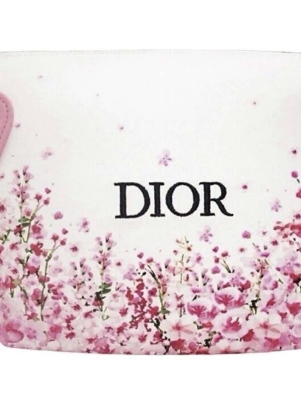 Miss Dior White & Pink Floral Cosmetic Pouch  Dior Bloom Makeup Fabric Pouch